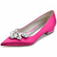 Women Satin Pointed Toe Bridal Shoes with Beads