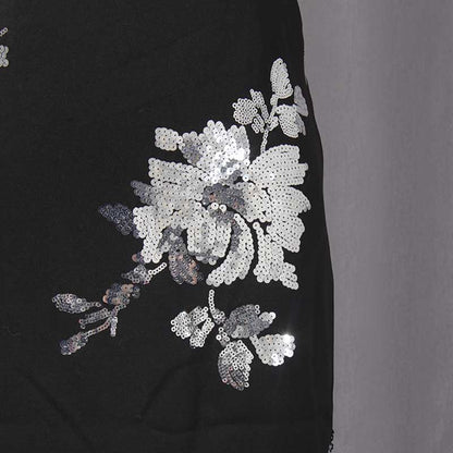 Floral sequin crop top skirt set featuring intricate flower designs and elegant sequins