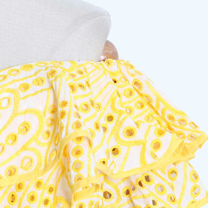 Off-the-shoulder Ruffled Midi Dress Beach Party Long Dress Embroidered Dress