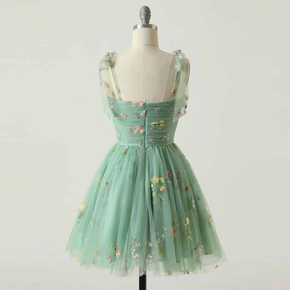 Sweetheart Short Homecoming Dress with Embroidery Floral Party Dress