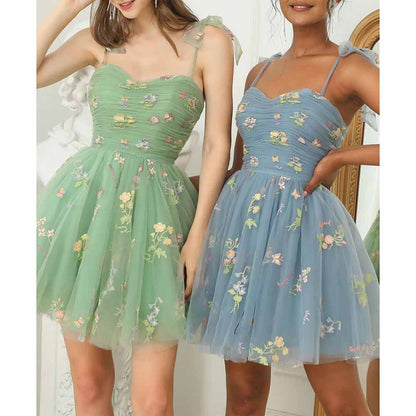 Sweetheart Short Homecoming Dress with Embroidery Floral Party Dress