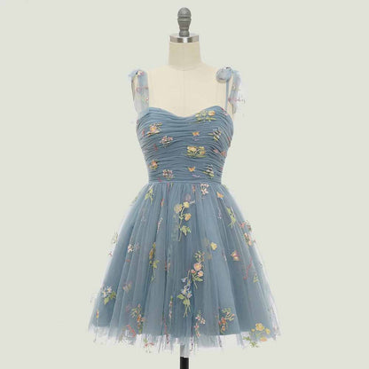 Sweetheart Short Homecoming Dress with Embroidery Floral Party Dress