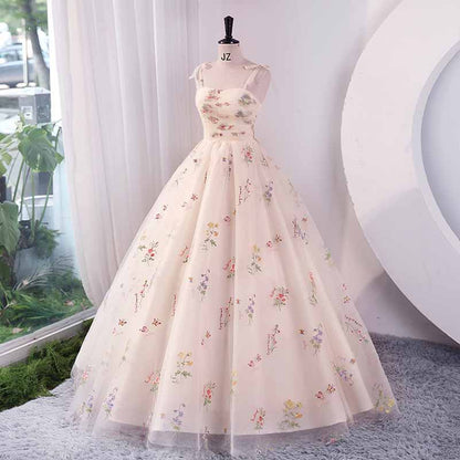 Vintage Sweetheart Embroidery Tulle Prom Dress Ball Gowns