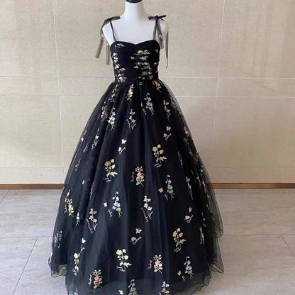 Vintage Sweetheart Embroidery Tulle Prom Dress Ball Gowns