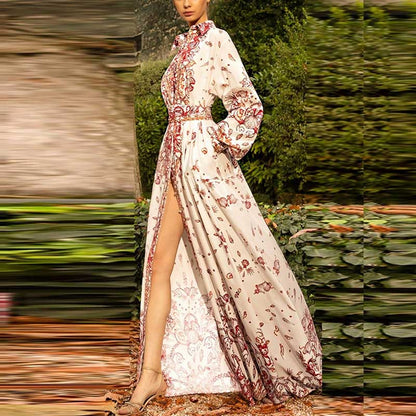 Chic White Floral Maxi Dress For Women Trendy Holiday Dress