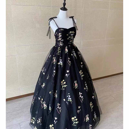 Vintage Sweetheart Embroidery Tulle Prom Dress Ball Gowns