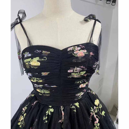 Vintage Sweetheart Embroidery Tulle Prom Dress Ball Gowns