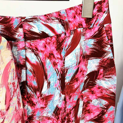 Women Print Collarless Buttons Long Jacket Pantsuit