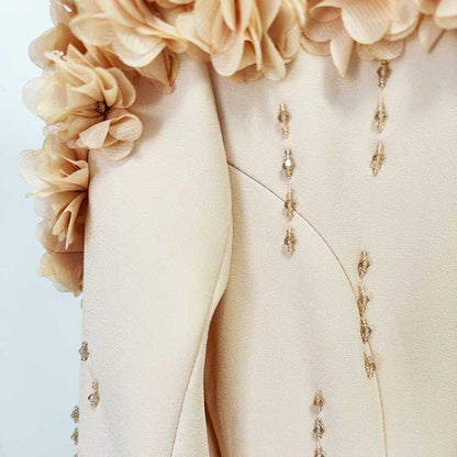 Womens Long Sleeves Gown Flower Detail Long Evening Dresses