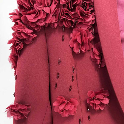 Womens Long Sleeves Gown Flower Detail Long Evening Dresses