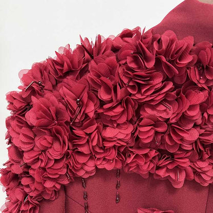 Womens Long Sleeves Gown Flower Detail Long Evening Dresses