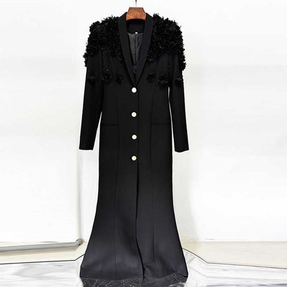 Womens Long Sleeves Gown Flower Detail Long Evening Dresses