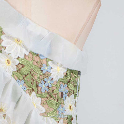 One Shoulder Lace Flora Maxi Dress