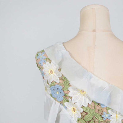 One Shoulder Lace Flora Maxi Dress