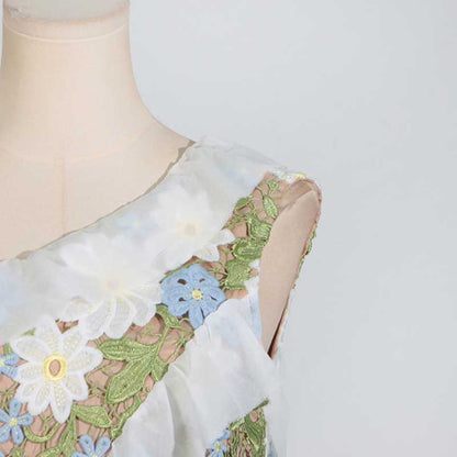 One Shoulder Lace Flora Maxi Dress