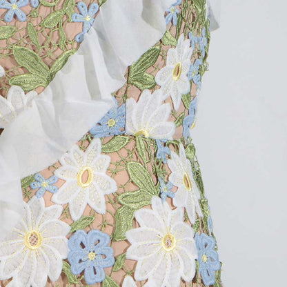 One Shoulder Lace Flora Maxi Dress