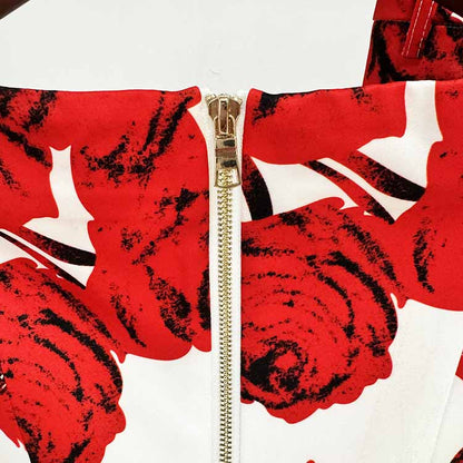 Women One Shoulder Printed Cropped Top and Pants Suit Printing Two Pieces Formal Set