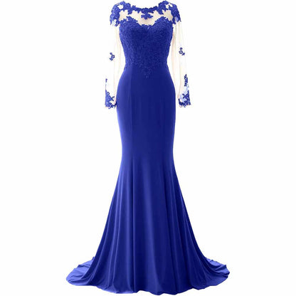 Women Mermaid Lace Evening Gown Long Sleeves Mother of The Bride Dress Formal Prom Dress