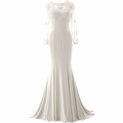 Women Mermaid Lace Evening Gown Long Sleeves Mother of The Bride Dress Formal Prom Dress