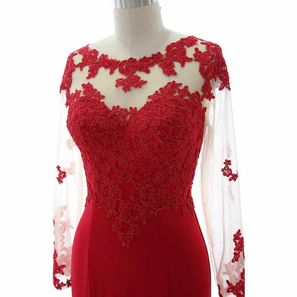 Women Mermaid Lace Evening Gown Long Sleeves Mother of The Bride Dress Formal Prom Dress