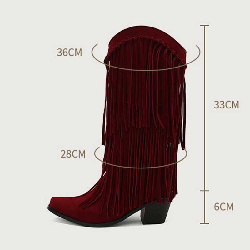 Women's Suede Cowboy Boots With Fringe