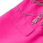 Women Sparkly Fuchsia Blazer Long Hand Stitched Stones Coat Cocktail Blazer Dress