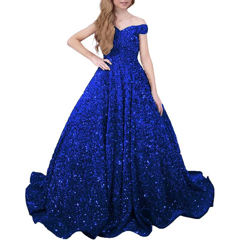 Princess Girls Pageant Dress Sparkly Sequin Flower Girl Dresses Ball Gown Kids Dress