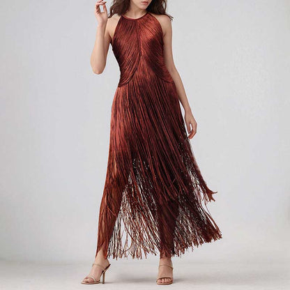 Stylish SD Dresscode glam party gown with tassel featuring a sleek design and elegant flow