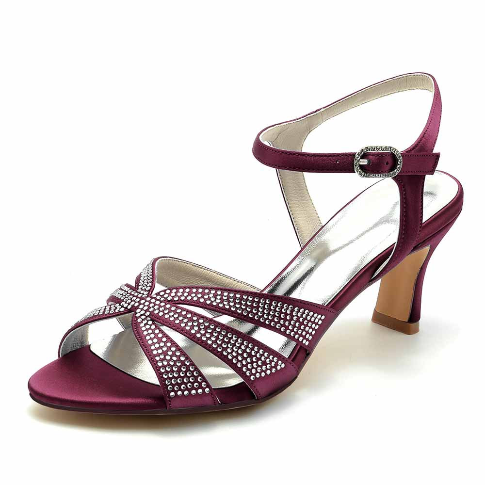 Elegant glitter satin prom heels by S&DCo with stylish ankle strap and embellished design