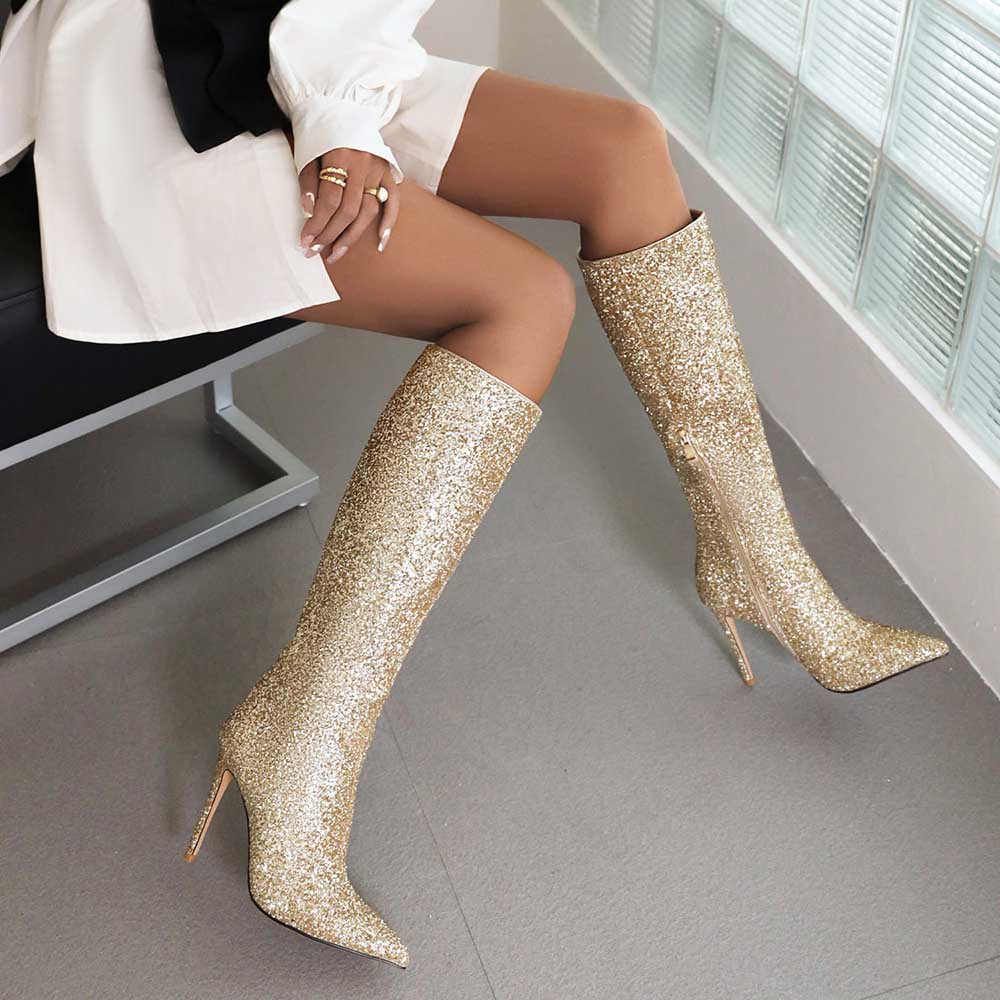 Women's Glitter Knee Hight Boots