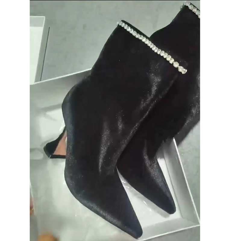 Special-Shaped Heeled Glitter Ankle Boots With Rhinestone