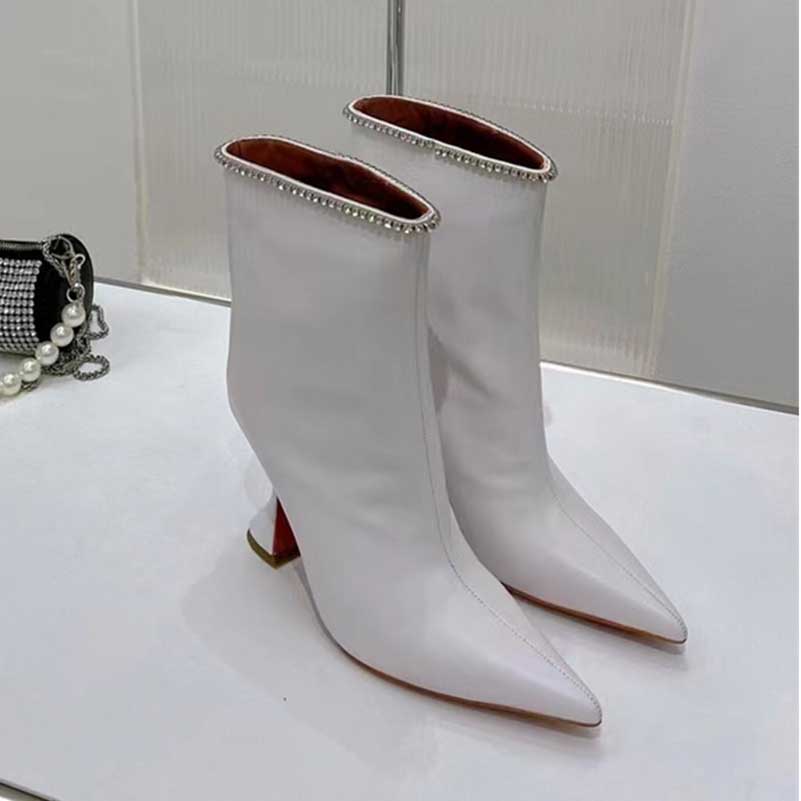 Special-Shaped Heeled Glitter Ankle Boots With Rhinestone