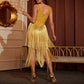 Women's Tassels Cocktail Dress Yellow Bandage Dress Club Bodycon Dress