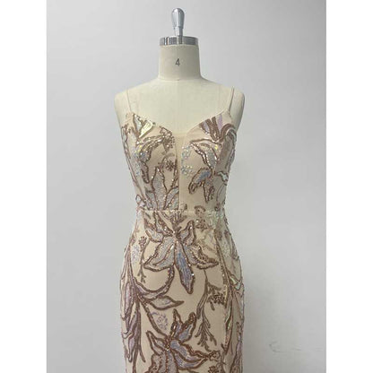 Gold Sequin Long Prom Dress A Line High Split Evening Dress