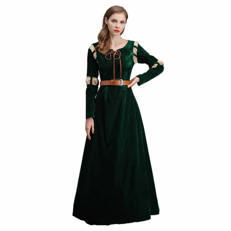 Halloween costumes cosplay dress dark green women's court dresses