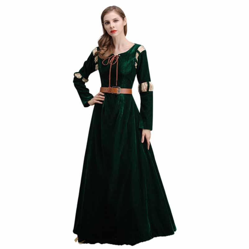 Halloween costumes cosplay dress dark green women's court dresses