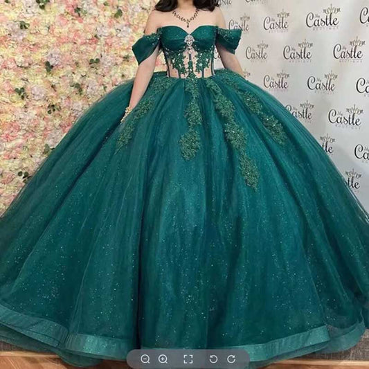 Lace Quinceanera Dresses Puffy off Shoulder Sweet 15 16 Dresses Tulle Ball Gown