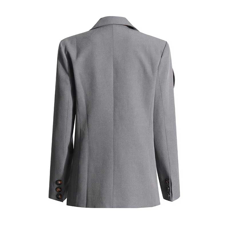 Rose Flower Embellished Loose Grey Blazer Jacket