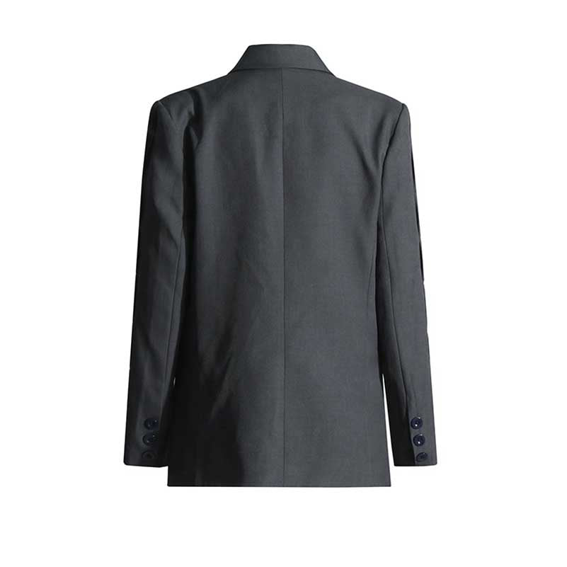 Women's Pleated Long Sleeve Loose Blazer in Grey