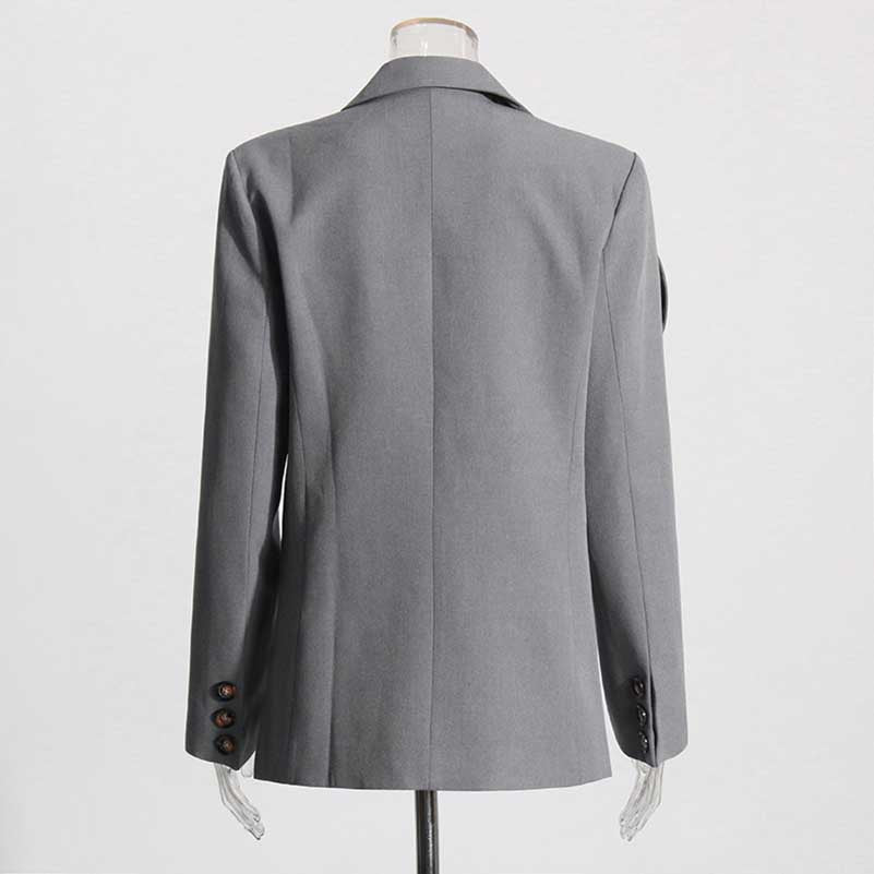 Rose Flower Embellished Loose Grey Blazer Jacket