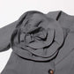 Rose Flower Embellished Loose Grey Blazer Jacket