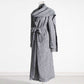 Scarf Trench Coat Lace-Up Grey Over-Size Long Coat