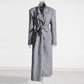 Scarf Trench Coat Lace-Up Grey Over-Size Long Coat