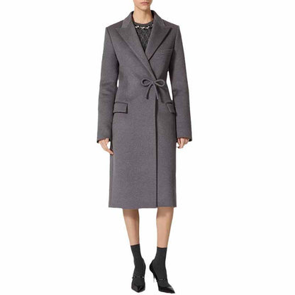 Women's Bow detail Wollen Coat Grey