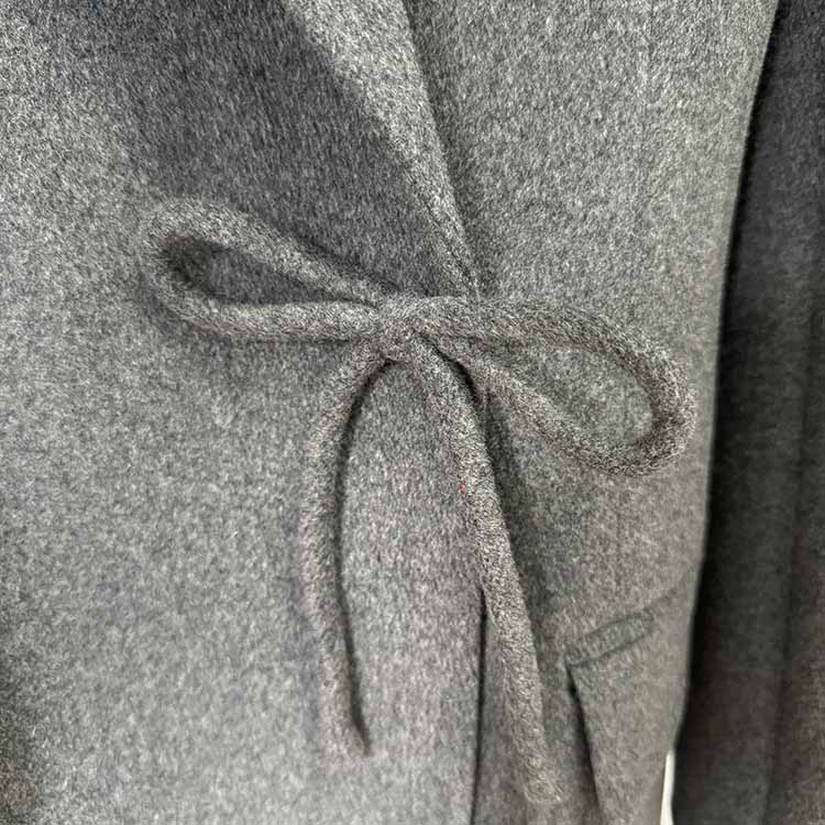 Women's Bow detail Wollen Coat Grey