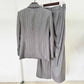 Grey Beaded Stripe Embellished Pantsuit Double Breasted Wide Length Women Suit