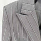 Grey Beaded Stripe Embellished Pantsuit Double Breasted Wide Length Women Suit