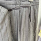 Grey Beaded Stripe Embellished Pantsuit Double Breasted Wide Length Women Suit