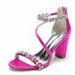 Women Ankle-Strp Pump Beaded Chunky Wedding Prom Sandals
