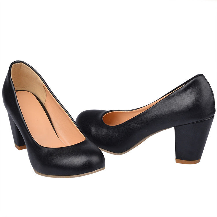 2.76" Chunky Heel Pumps Closed Toe Dress Shoes